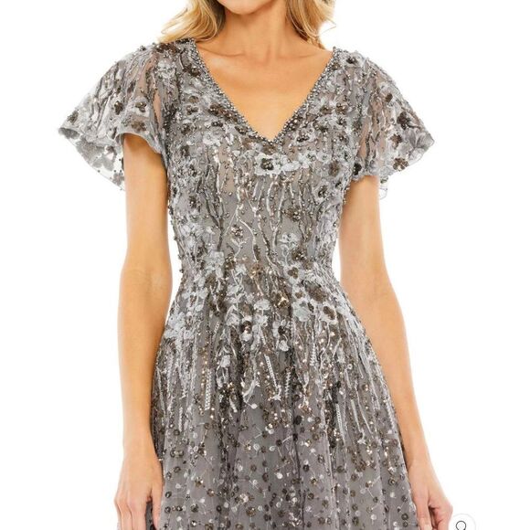 Mac Duggal 20392 Womens EMBELLISHED BUTTERFLY FIT AND FLARE TEA-LENGTH DRESS 10 - Picture 4 of 15